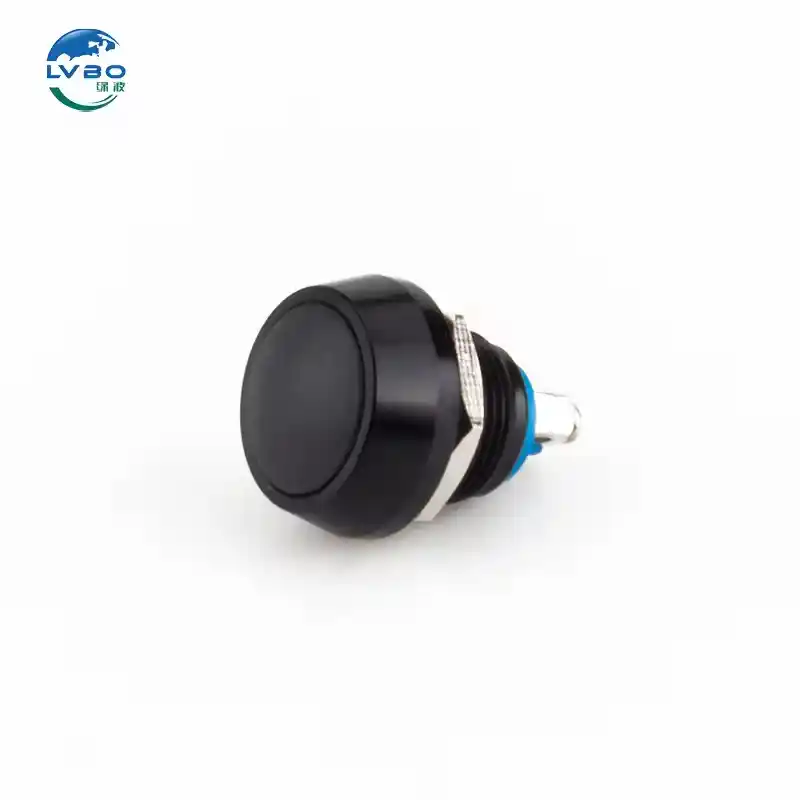 绿波 12mm 定制黑色按钮开关，平头螺丝脚，无指示灯按钮开关 (10)