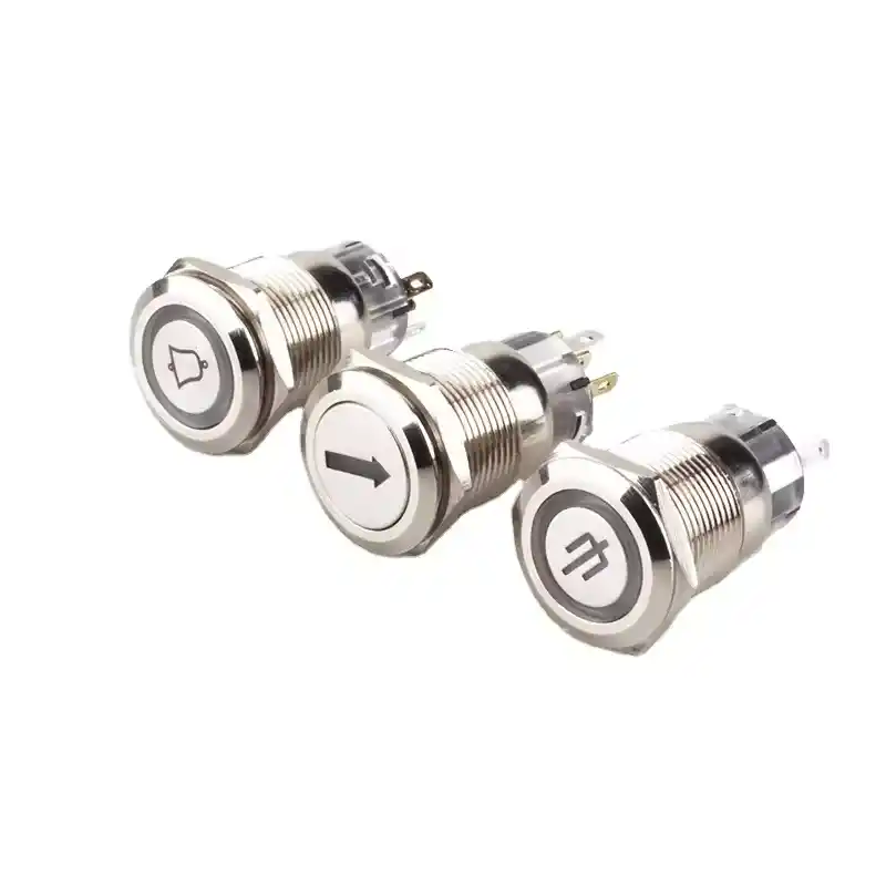 绿波 19mm 1NO1NC 不锈钢轻型自锁式金属按钮开关 (2)
