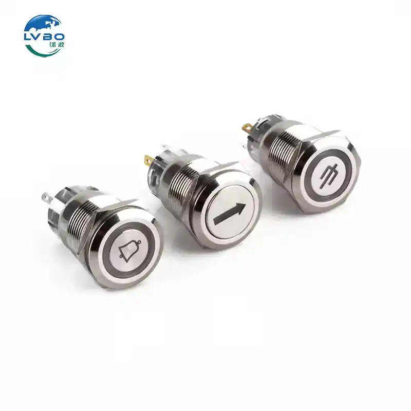 绿波 19mm 1NO1NC 不锈钢轻型自锁式金属按钮开关 (3)