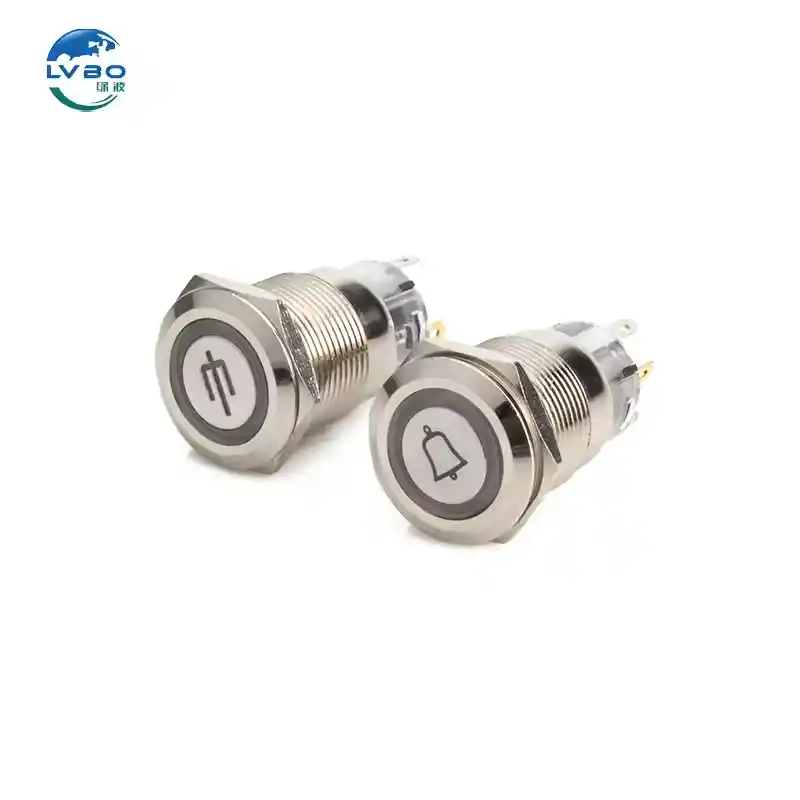 绿波 19mm 1NO1NC 不锈钢轻型自锁式金属按钮开关 (4)