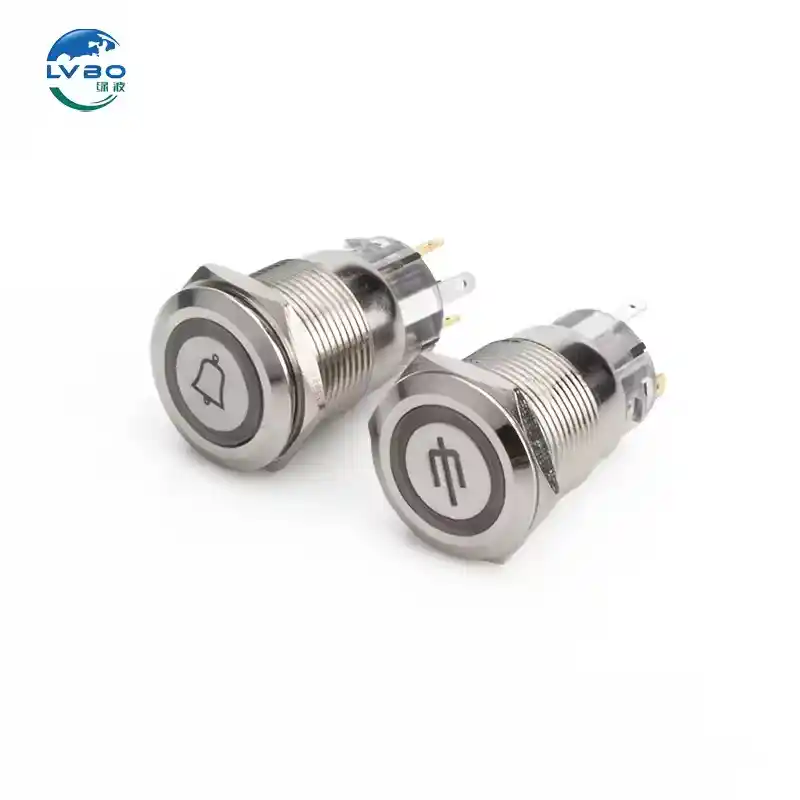 绿波 19mm 1NO1NC 不锈钢轻型自锁式金属按钮开关 (6)