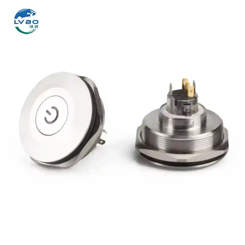 绿波 8mm10mm安装直径16mm安装直径22mm25mm28mm30mm40mm on OFF Button 金属按钮 With Connector Led Push Button Ligh (3)