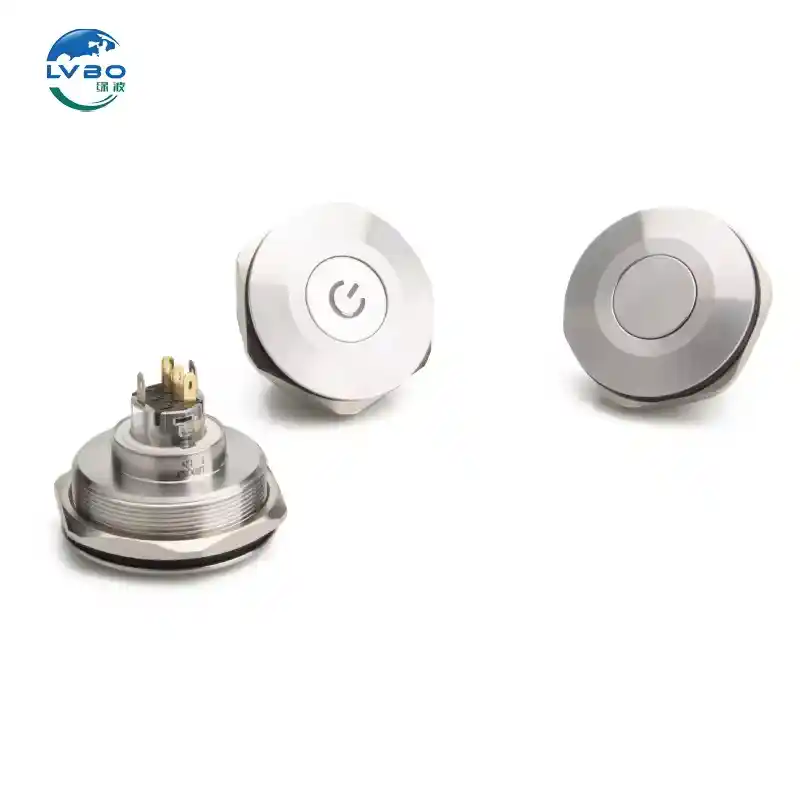 绿波 8mm10mm安装直径16mm安装直径22mm25mm28mm30mm40mm on OFF Button 金属按钮 With Connector Led Push Button Ligh (6)