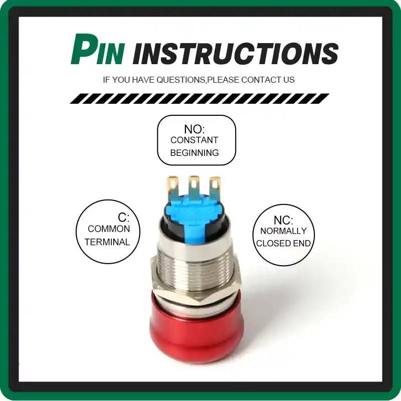 绿波 Emergency Mushroom Start Stop Push Button Waterproof Dustproof Red Mushroom Head 锁存 Emergency Stop (10)