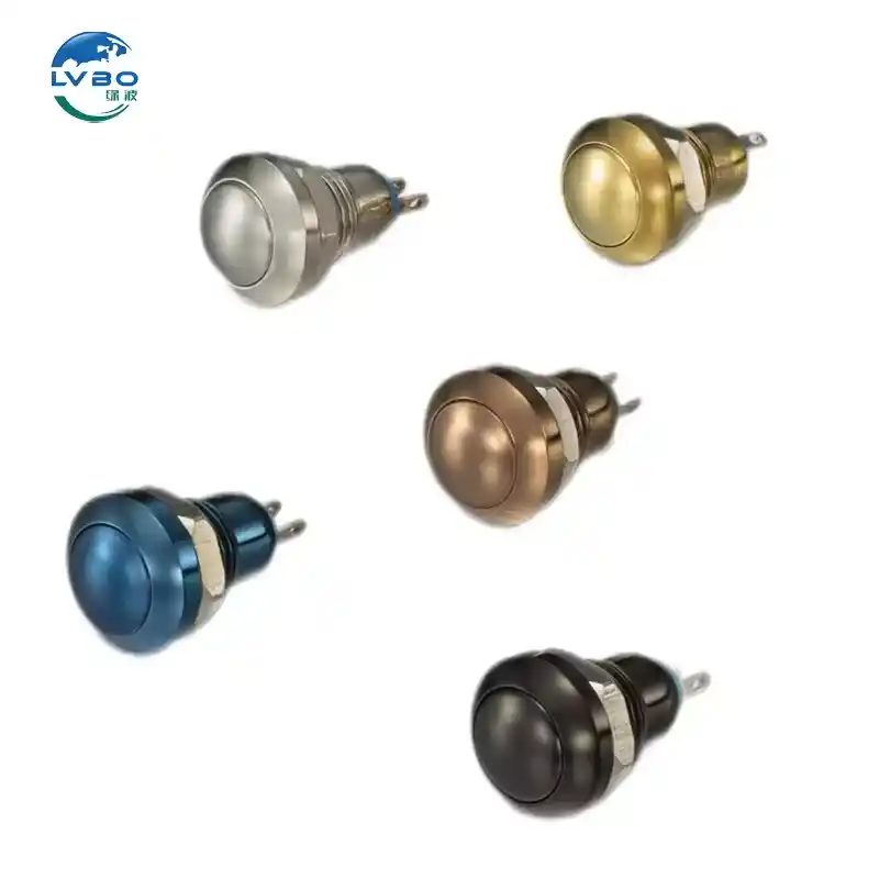 绿波 Hot Selling Colourful 瞬时按钮开关 2Pins Reset Waterproof 8mm 金属按钮开关 (2)