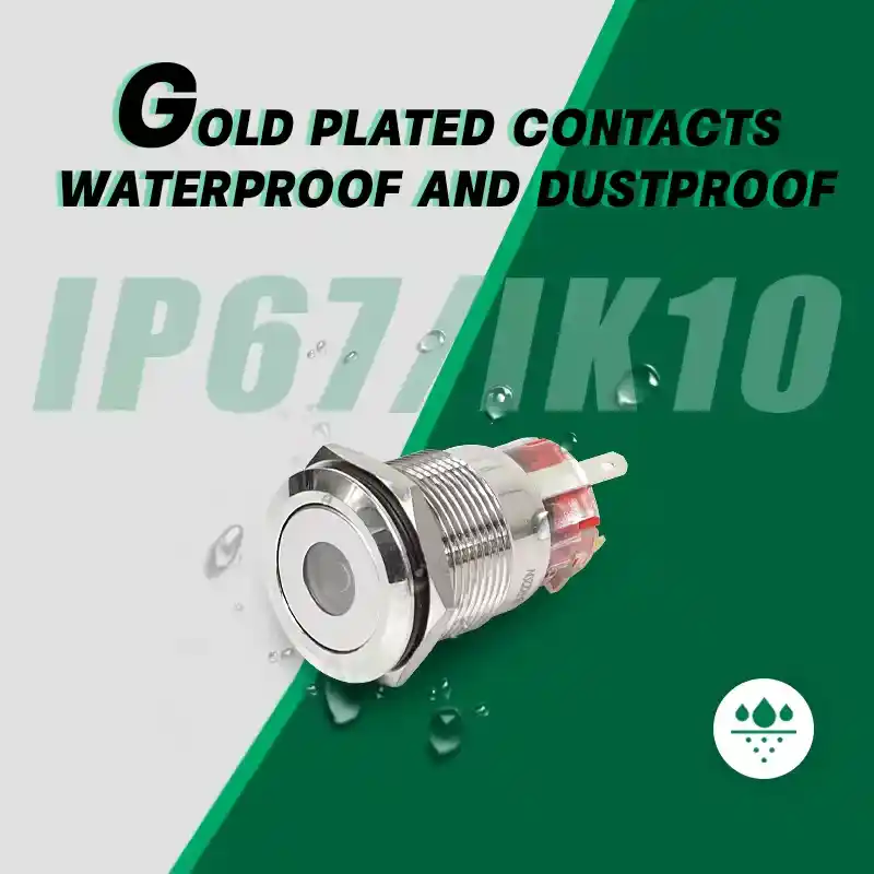 绿波 IP等级 金属按钮开关 Self-locking Start Button 定制服务ized 安装直径 Waterproof Metal Button (4)