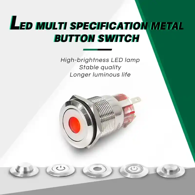 绿波 IP等级 金属按钮开关 Self-locking Start Button 定制服务ized 安装直径 Waterproof Metal Button (6)