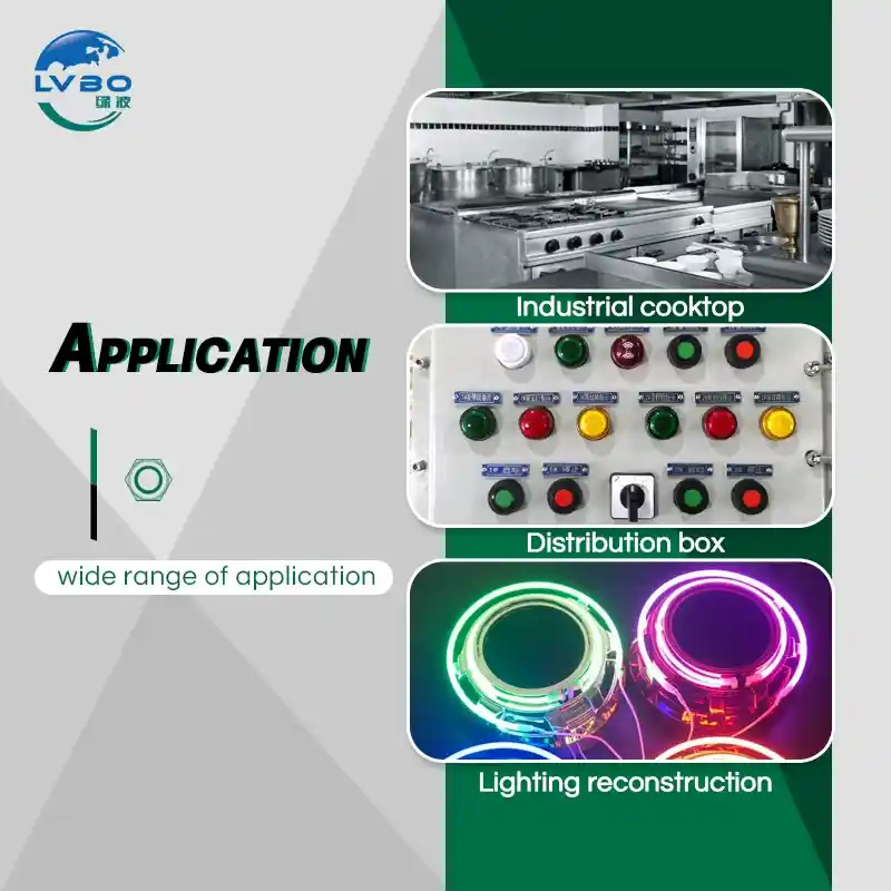 绿波 Lamp Light 瞬间 Self-locking Reset 35 Pin 安装直径 金属按钮开关 IP等级 Flat Button (9)