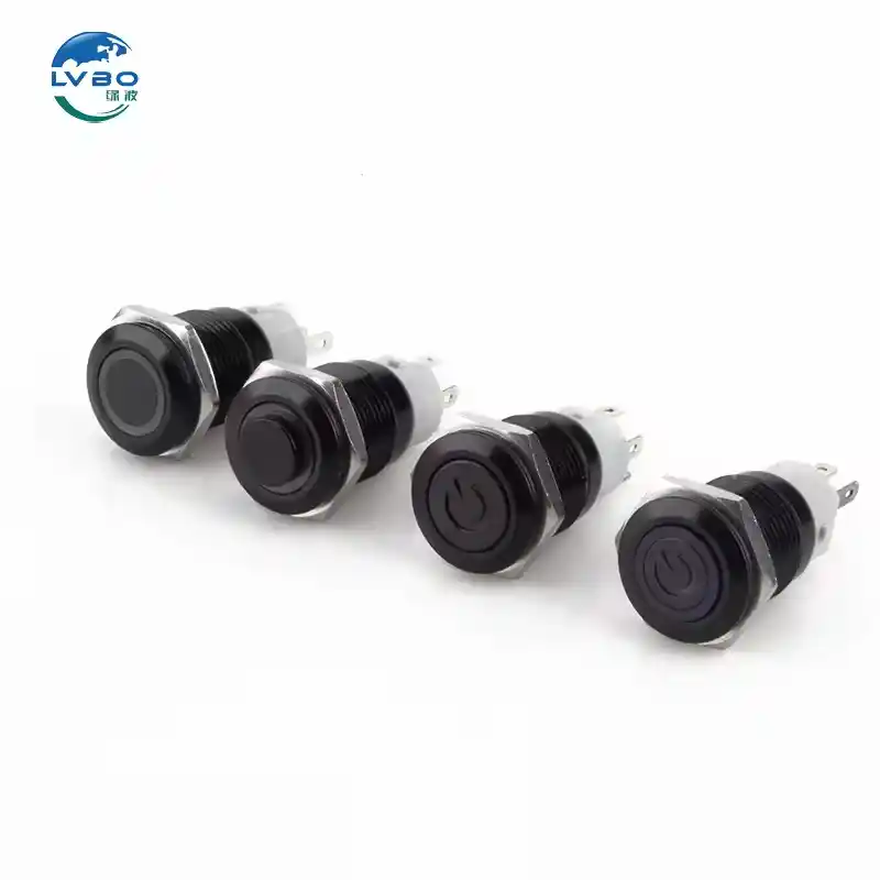 绿波 Push Button Power Switch Black Top Fashion on Off Switch Push Button Waterproof Ip67 16mm 12v Switch (2)