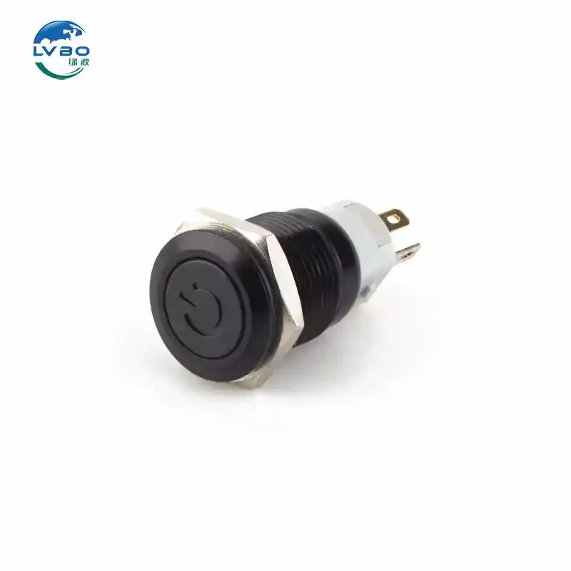 绿波 Push Button Power Switch Black Top Fashion on Off Switch Push Button Waterproof Ip67 16mm 12v Switch (3)