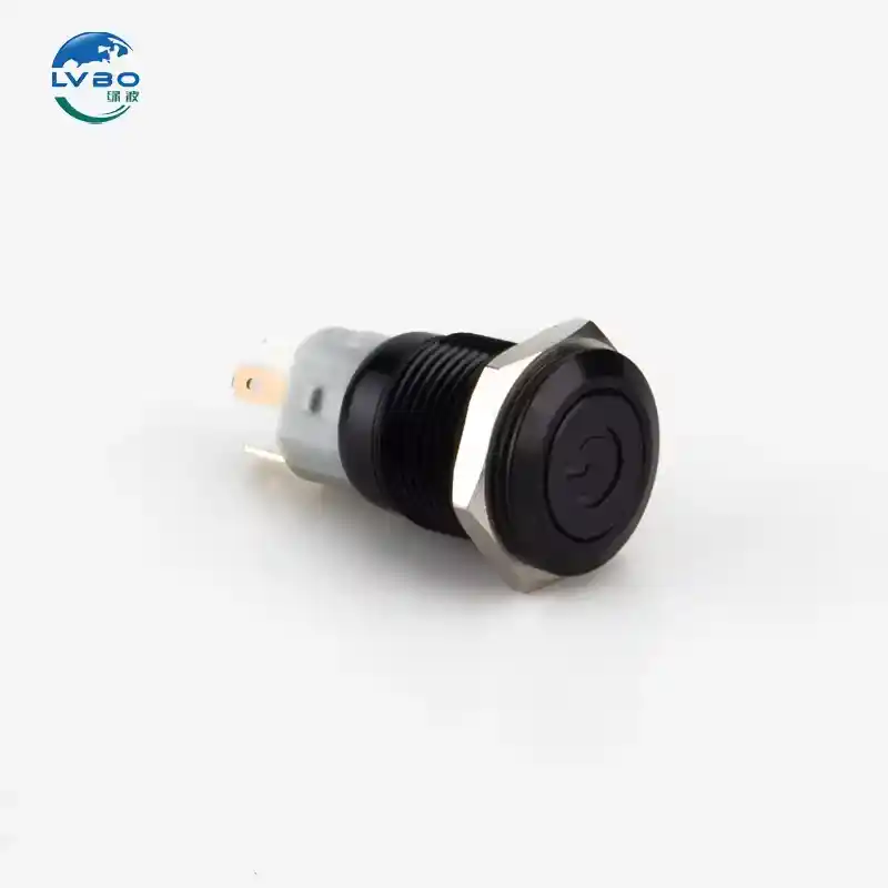 绿波 Push Button Power Switch Black Top Fashion on Off Switch Push Button Waterproof Ip67 16mm 12v Switch (4)