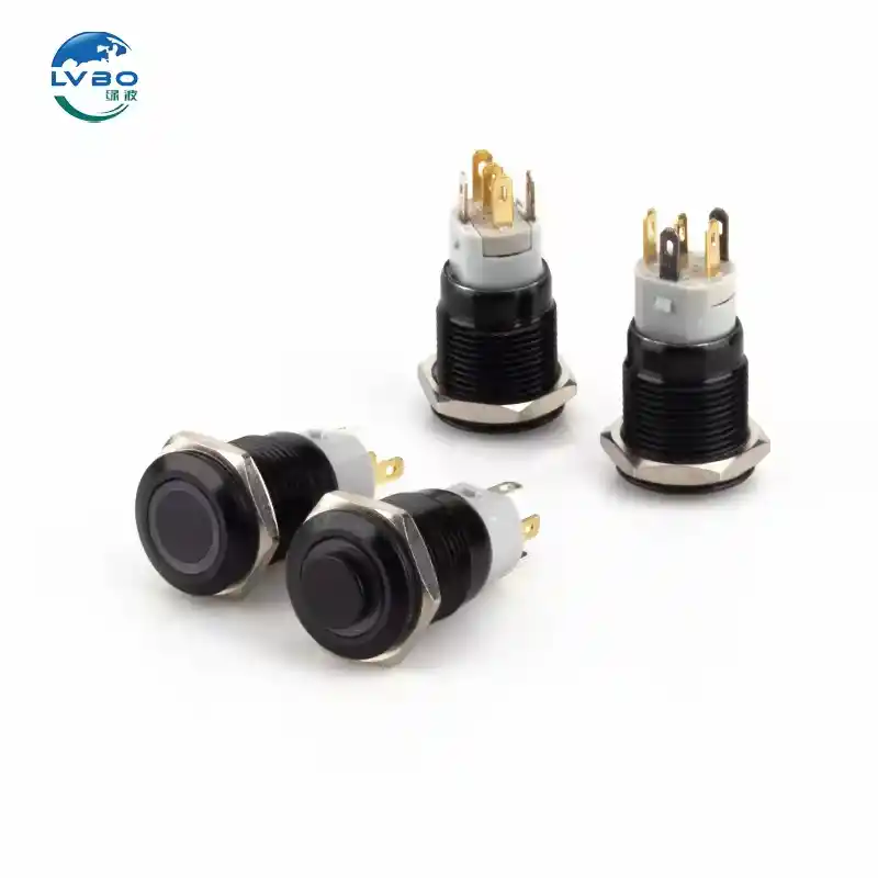 绿波 Push Button Power Switch Black Top Fashion on Off Switch Push Button Waterproof Ip67 16mm 12v Switch (5)