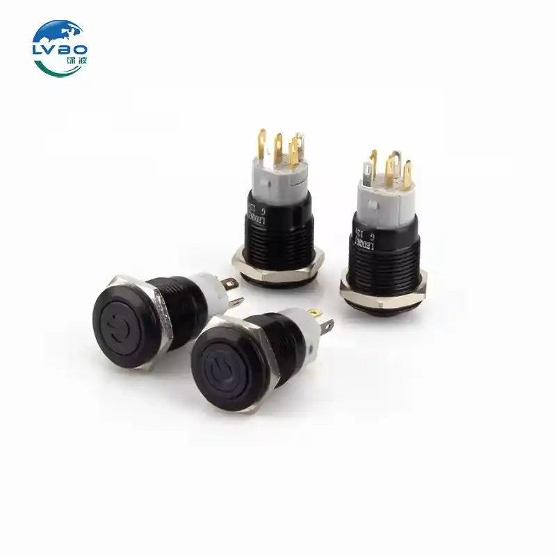 绿波 Push Button Power Switch Black Top Fashion on Off Switch Push Button Waterproof Ip67 16mm 12v Switch (6)