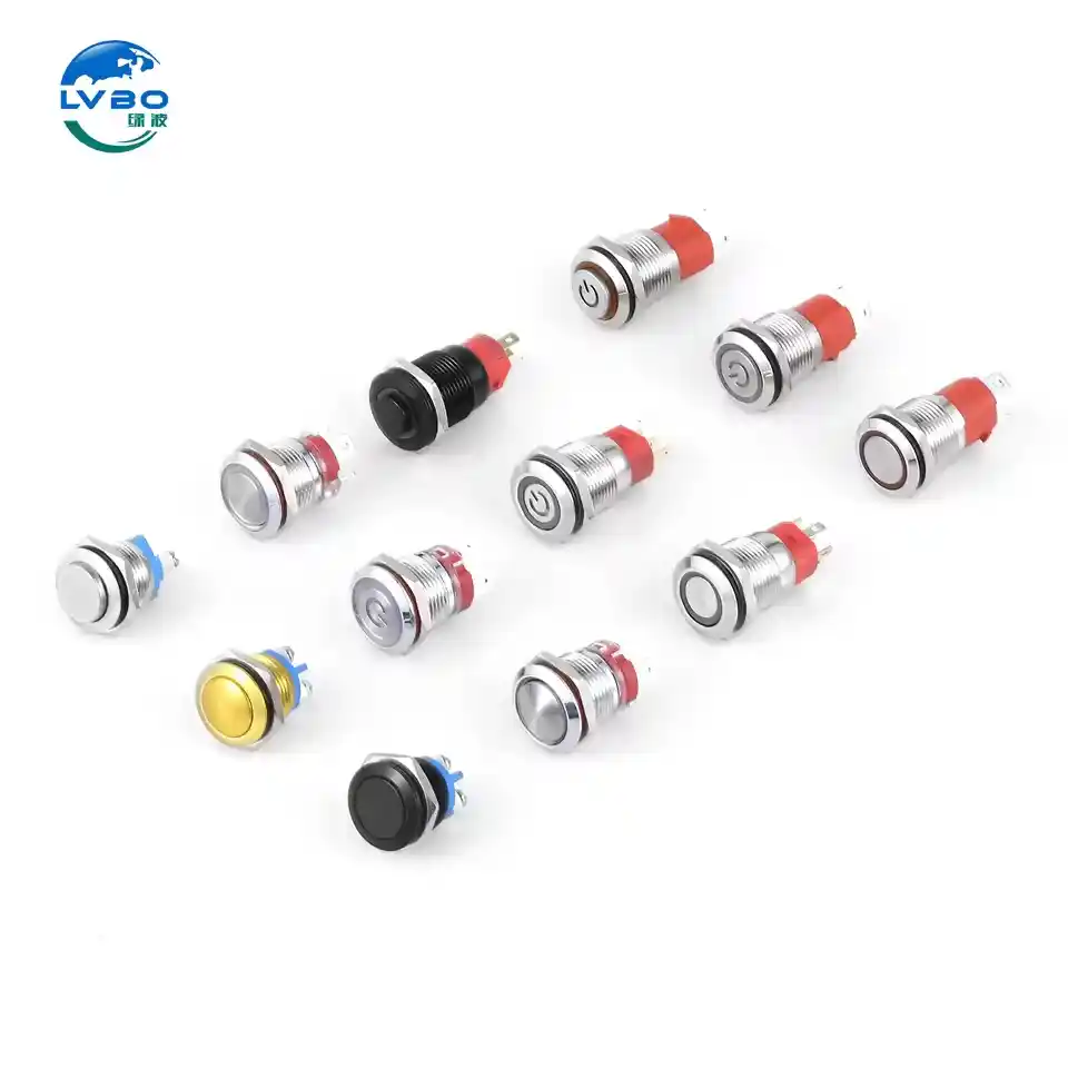 绿波 Recommend 16mm Metal FlatHigh Head Waterproof 瞬间自锁按钮开关 With Led Light P (3)