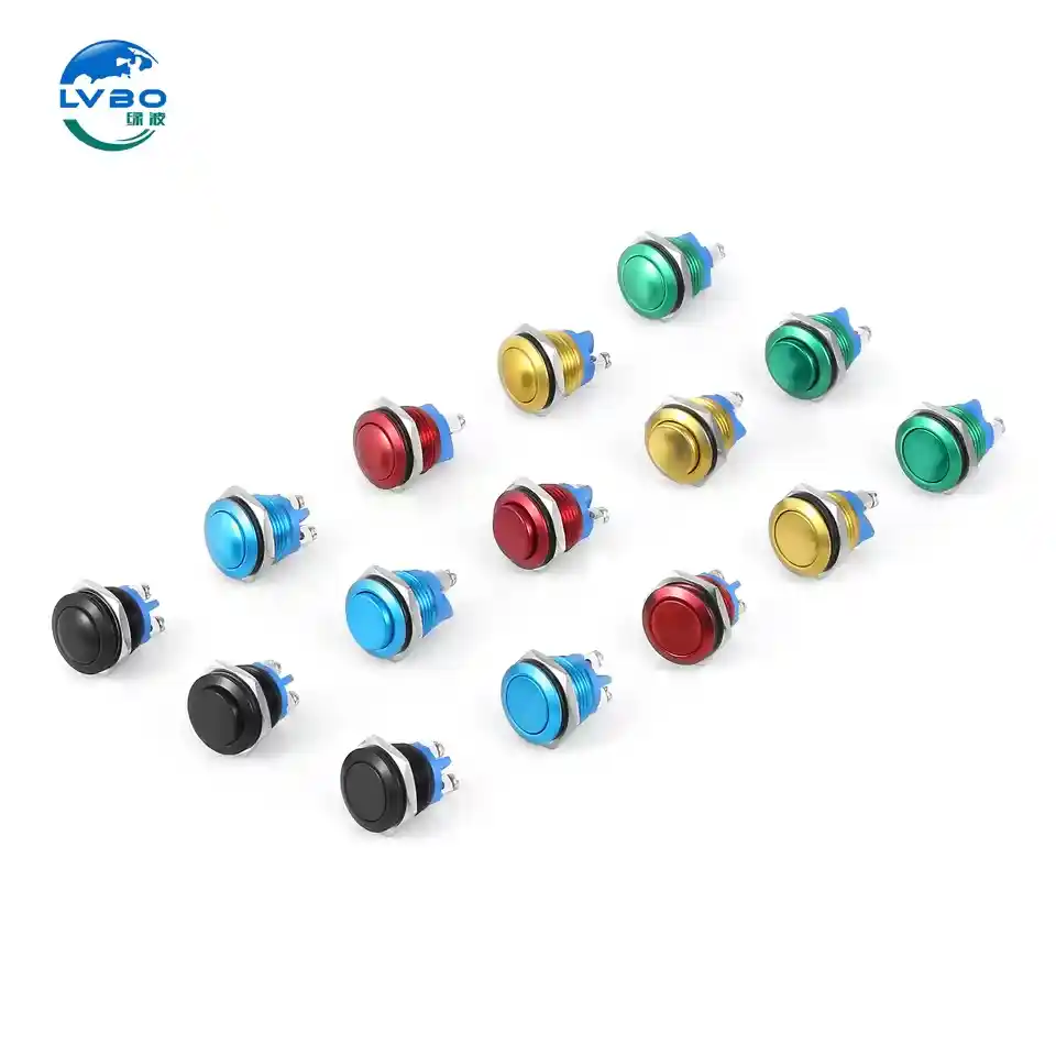 绿波 Recommend 16mm Metal FlatHigh Head Waterproof 瞬间自锁按钮开关 With Led Light P (5)