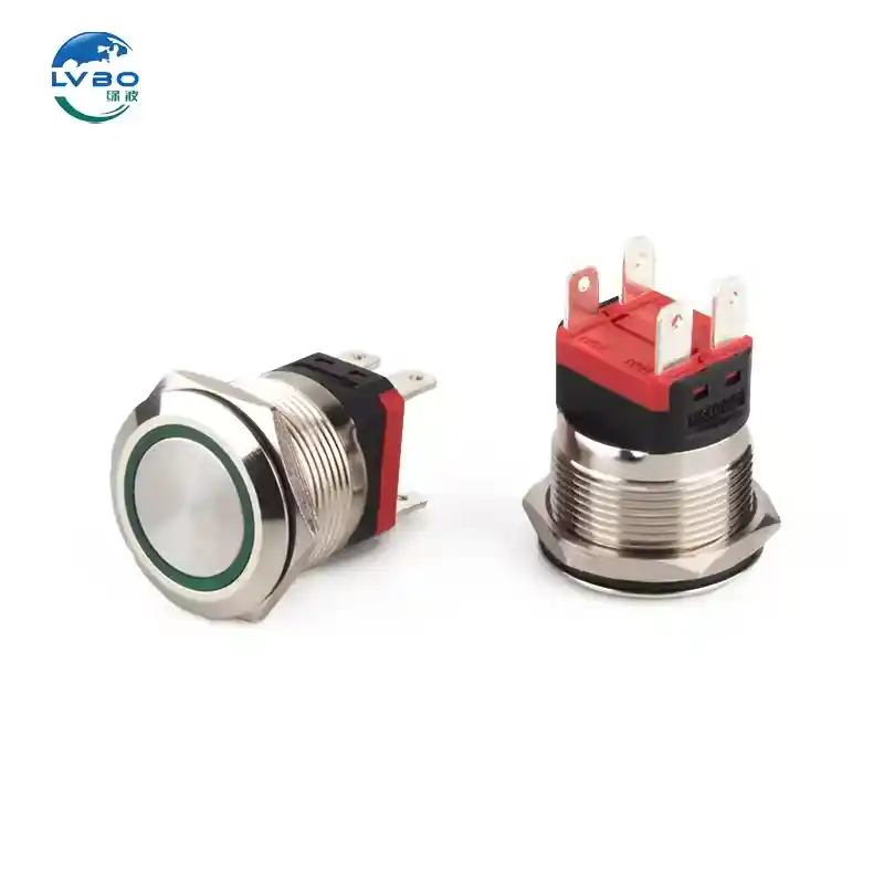 绿波 19mm 大电流 20A 12V 24V 220V 不锈钢防水按钮开关 (11)