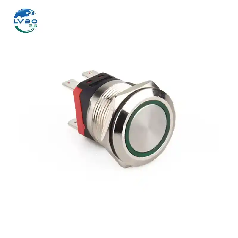 绿波 19mm 大电流 20A 12V 24V 220V 不锈钢防水按钮开关 (12)